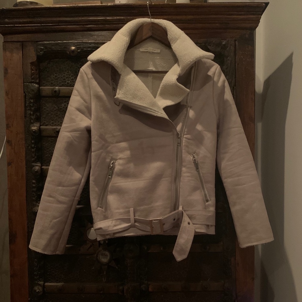 Aviator faux leather jacket